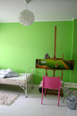 寝室,カラフル,グリーン