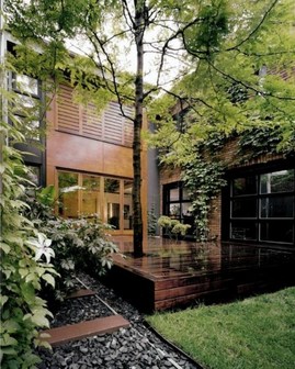 庭,雰囲気,ウッドデッキ