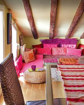 ピンク,インテリア,ビビッド,屋根裏