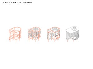 A1 architectsのデザインした茶室の立体図
